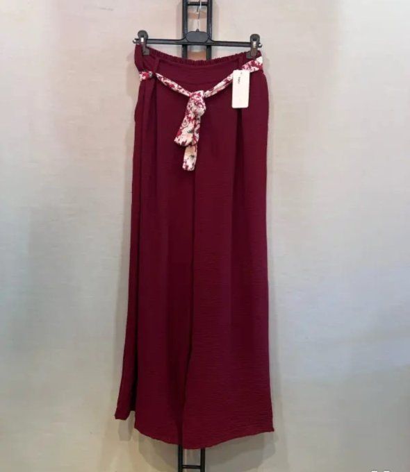 Pantalon Fluide Ceinture Fleurie