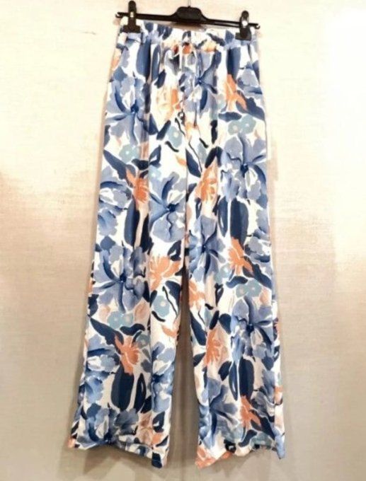 Palazzo fleuri bleu jean