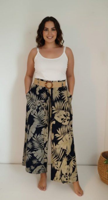 Pantalon Fluide Imprimé Tropical