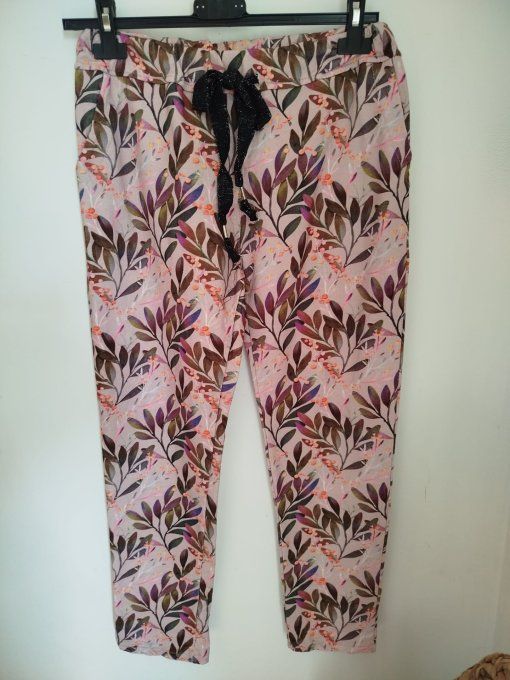 Pantalon à motifs végétaux