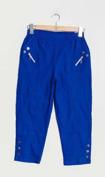Pantacourt Bleu roi & Détails Zippés