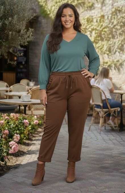Pantalon Confort aux poches froncées
