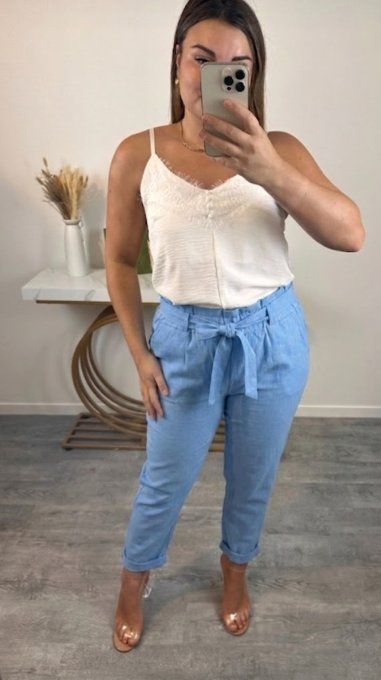 Pantalon carotte stretch & Ceinture unie