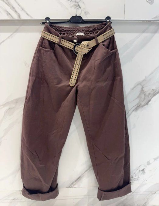 Pantalon en Denim & Ceinture à Clous