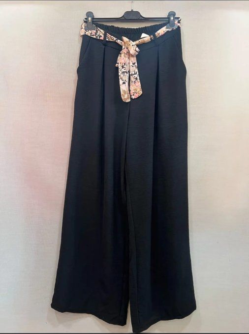 Pantalon Fluide Ceinture Fleurie
