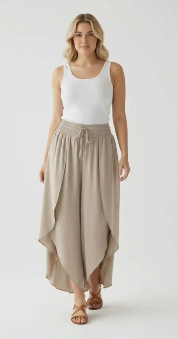 Pantalon Jupe Fluide à Coupe Tulipe 