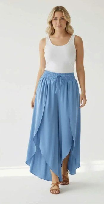 Pantalon Jupe Fluide à Coupe Tulipe