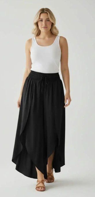 Pantalon Jupe Fluide à Coupe Tulipe