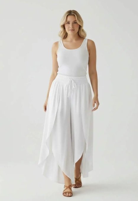 Pantalon Jupe Fluide à Coupe Tulipe 