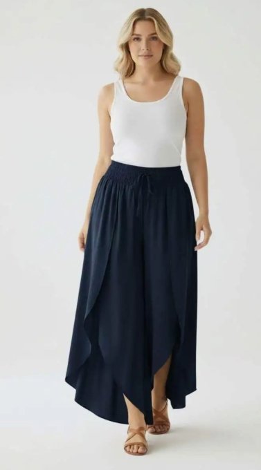 Pantalon Jupe Fluide à Coupe Tulipe 