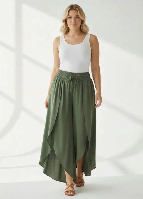 Pantalon Jupe Fluide à Coupe Tulipe
