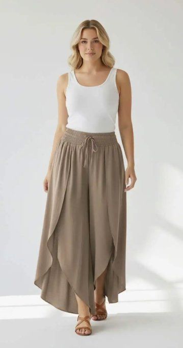 Pantalon Jupe Fluide à Coupe Tulipe