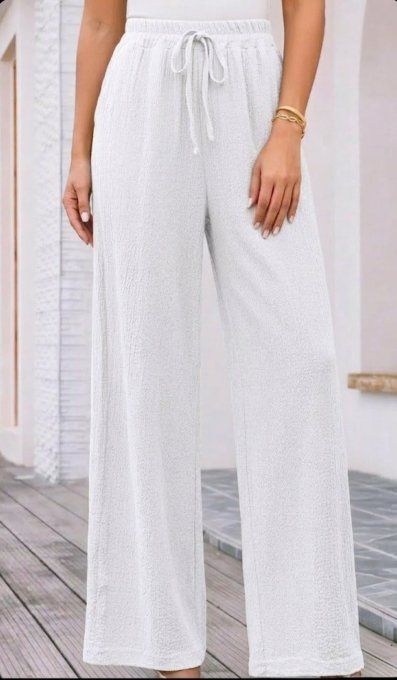 Pantalon Large  Fluide à Taille Elastiquée