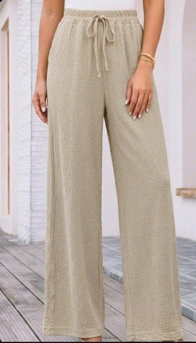 Pantalon Large  Fluide à Taille Elastiquée