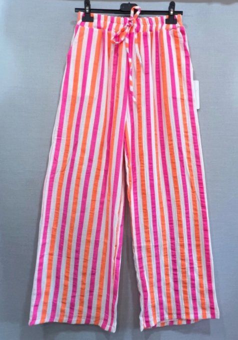 Pantalon Large Fluide & Rayures Vitaminées
