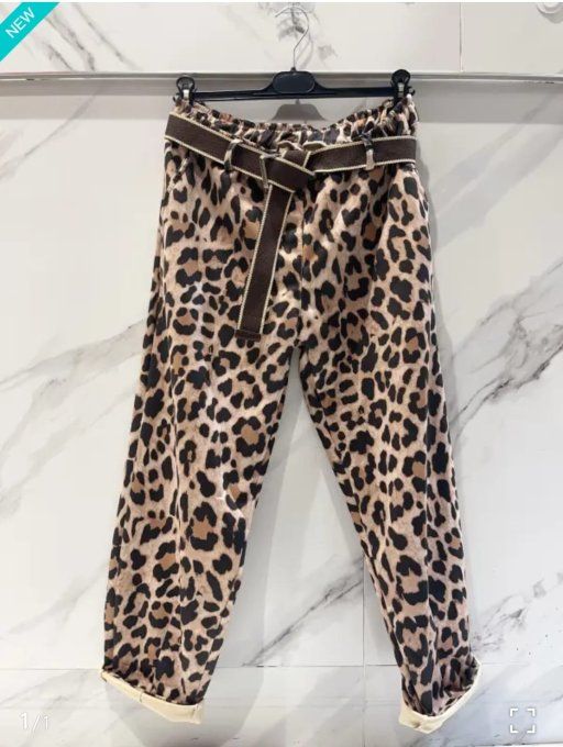 Pantalon coupe fluide à imprimé léopard