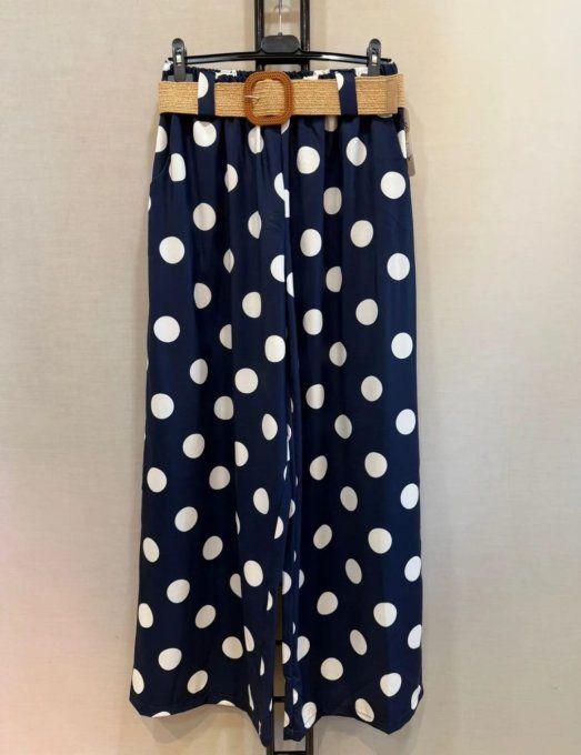 Pantalon Palazzo Fluide à Pois