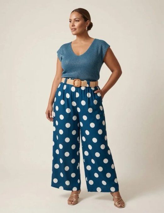 Pantalon Palazzo Fluide à Pois