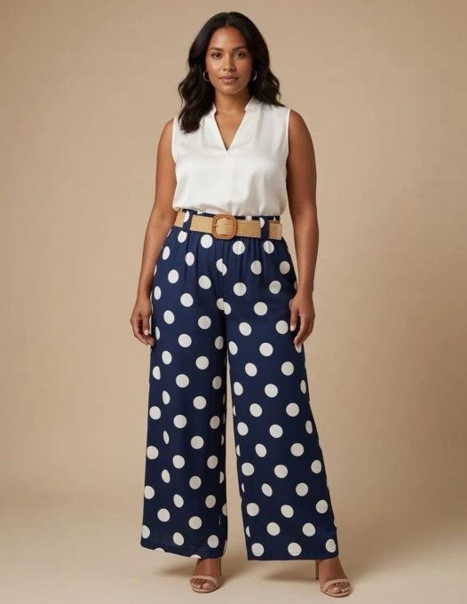 Pantalon Palazzo Fluide à Pois