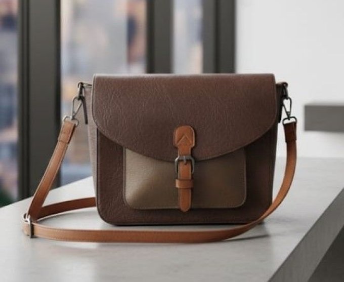 ​Sac Bandoulière Bicolore Chocolat - 