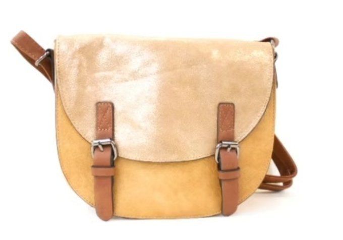 Sac Demi-Lune Bicolore Moutarde & Or Métallisé