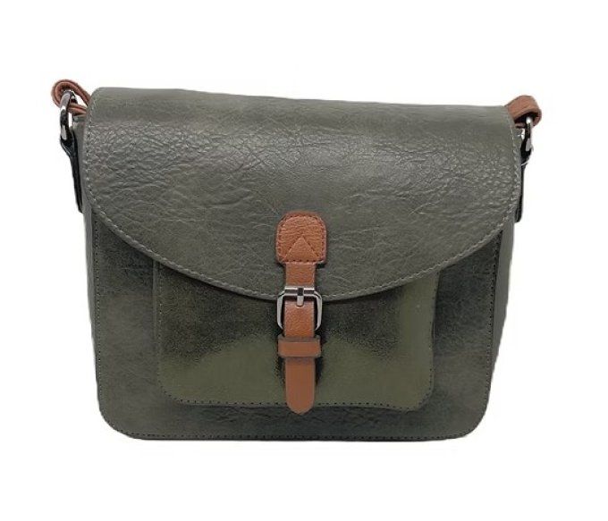 ​Sac Besace Kaki Bicolore & Poche Métallisée