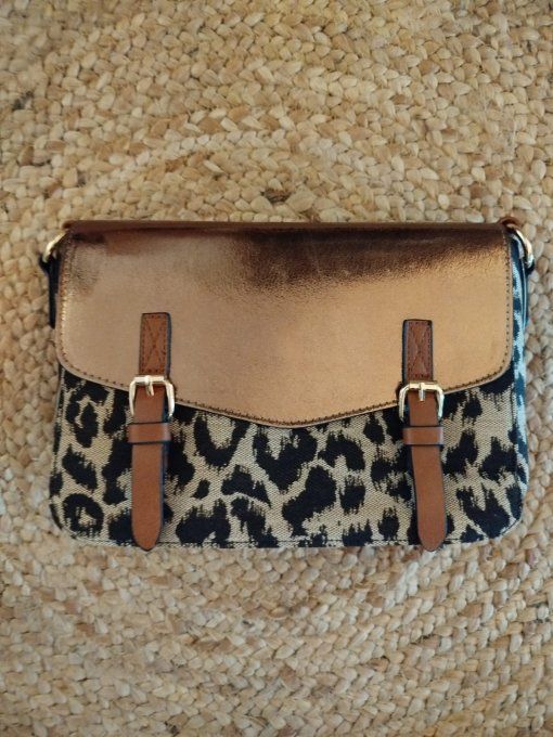 ​Sac Bandoulière Bronze & Léopard Double lanière - ​