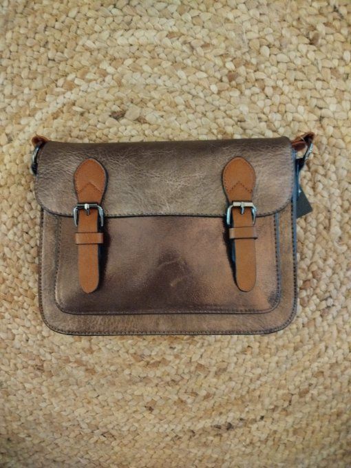 ​Sac Bandoulière Besace Métallisée – Bronze
