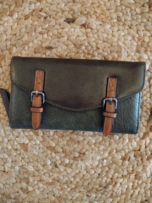 ​Portefeuille  à Double Boucle Rétro-Chic - Bi-Matière ​