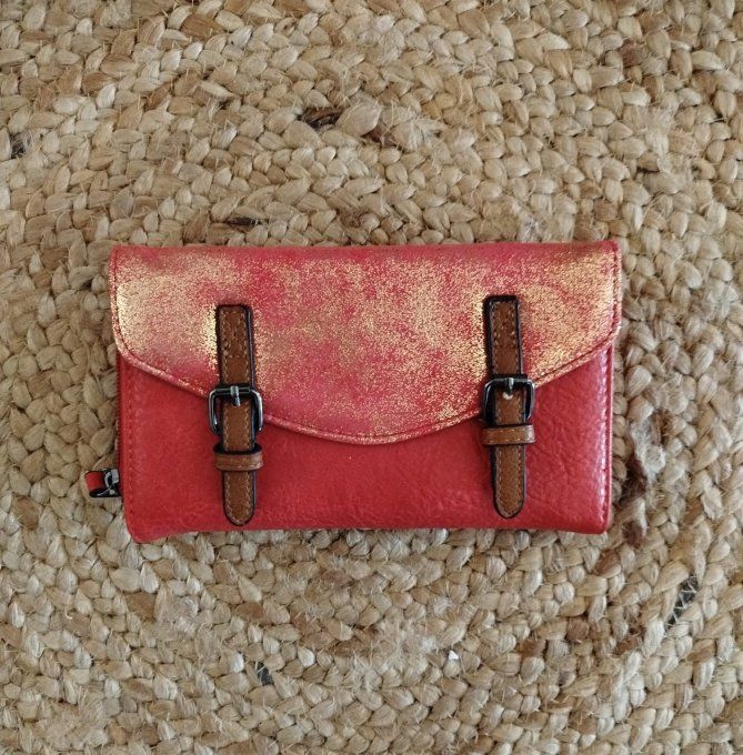 ​Portefeuille  à Double Boucle Rétro-Chic - Bi-Matière ​