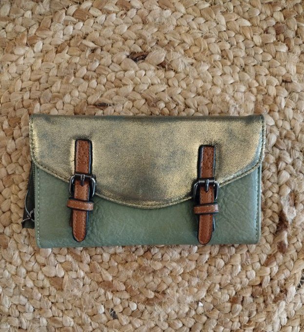 ​Portefeuille  à Double Boucle Rétro-Chic - Bi-Matière ​