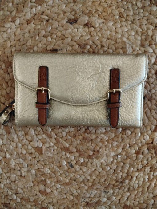 ​Portefeuille  à Double Boucle Rétro-Chic - Bi-Matière ​