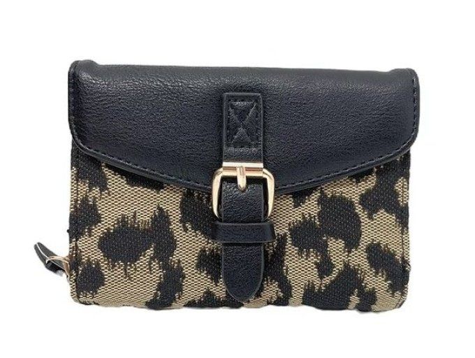 ​Porte-Monnaie Compact & Chic - Léopard Bi matière