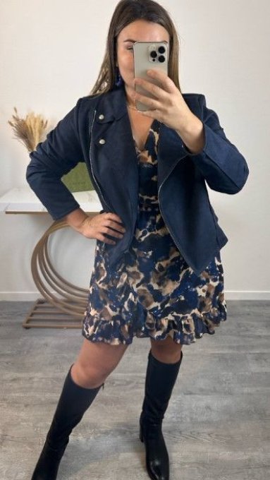 Perfecto suédine Bleu marine 