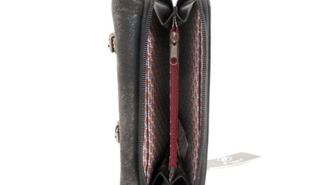 Pochette Portefeuille Bi-Matière à Boucles