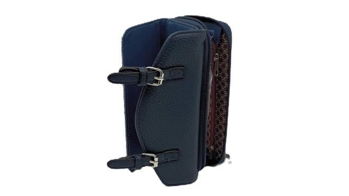 Pochette Portefeuille Bi-Matière à Boucles