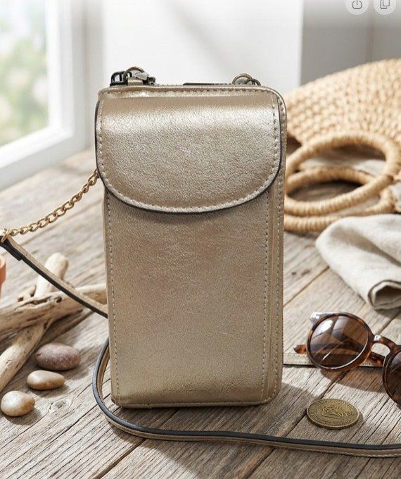 Pochette Téléphone Portefeuille Dorée