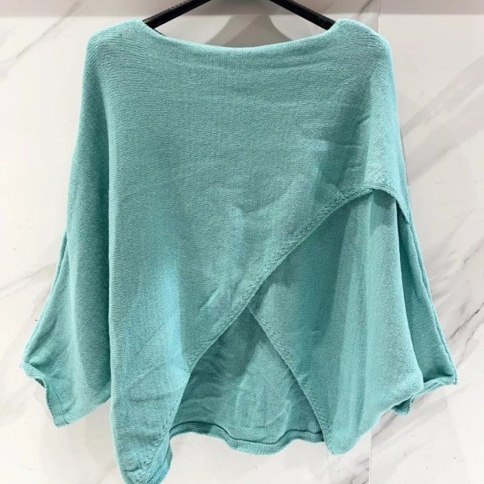 Pull Asymétrique vert d'eau