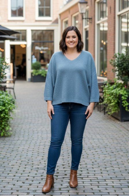 ​Pull Oversize Col V - Maille Ample Douce