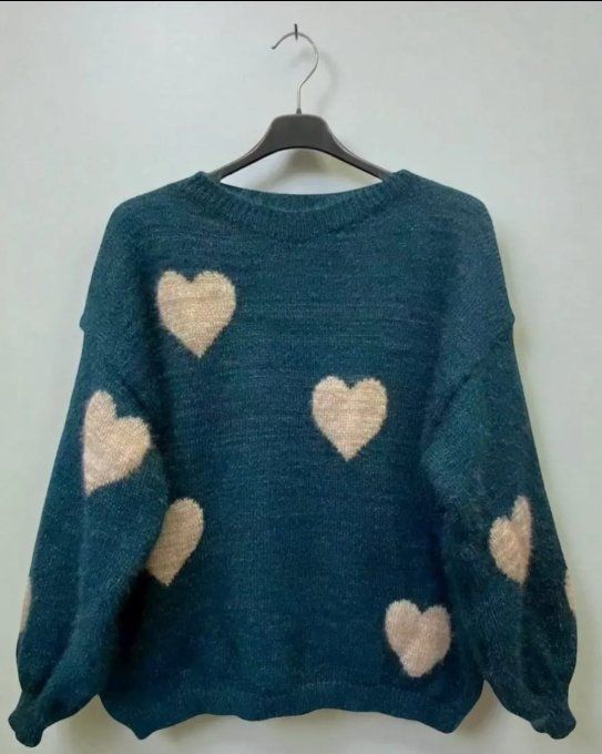 ​Pull Douillet aux Motifs Cœurs