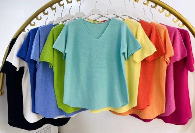 Pull Col V Manches Courtes