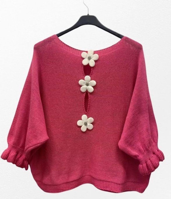 Pull en Maille Légère avec Dos Fleuri Bijou