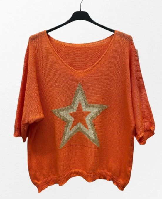 Pull en Maille Légère avec Motif Étoile