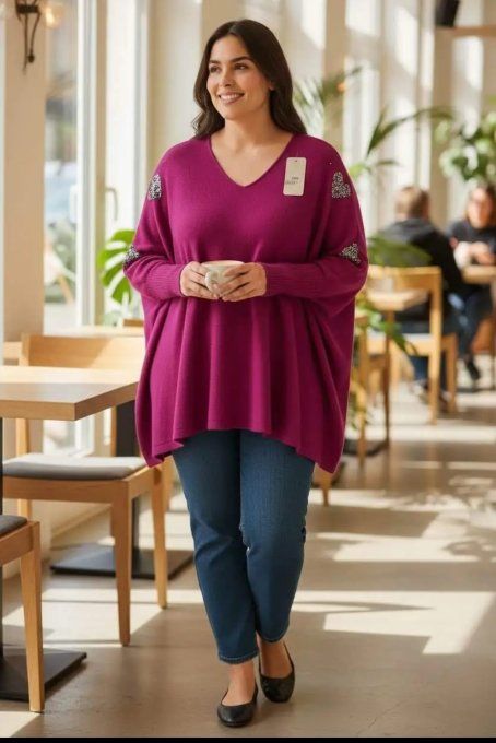 ​Pull Oversize - Cœurs Strass