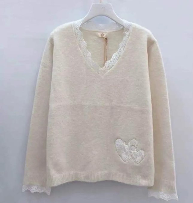 Pull Moelleux - Cœurs en Dentelle 