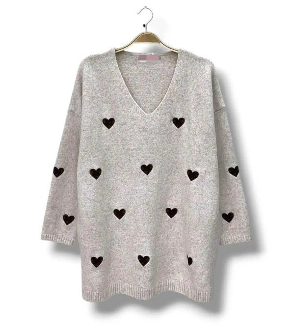 Pull Oversize Motifs Cœurs
