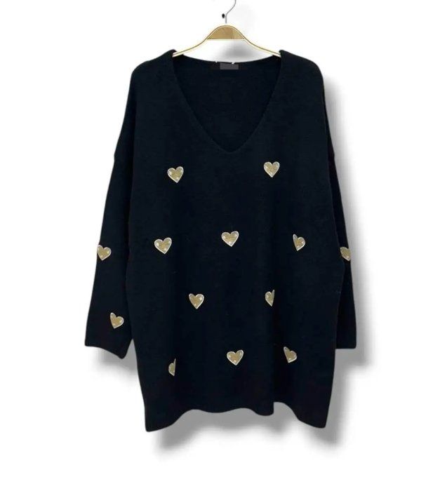 Pull Oversize Motifs Cœurs