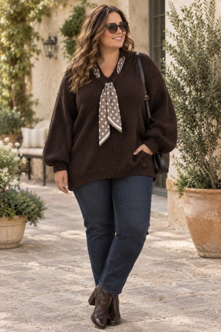 Pull Oversize & Son Foulard À Pois 