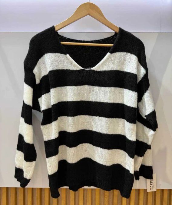 ​Pull Marinière Moelleux à Col V