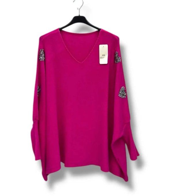 ​Pull Oversize - Cœurs Strass